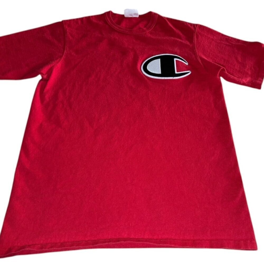 Y2K Champion Big Logo Patch T Shirt Adult Size M - Picture 2 of 7